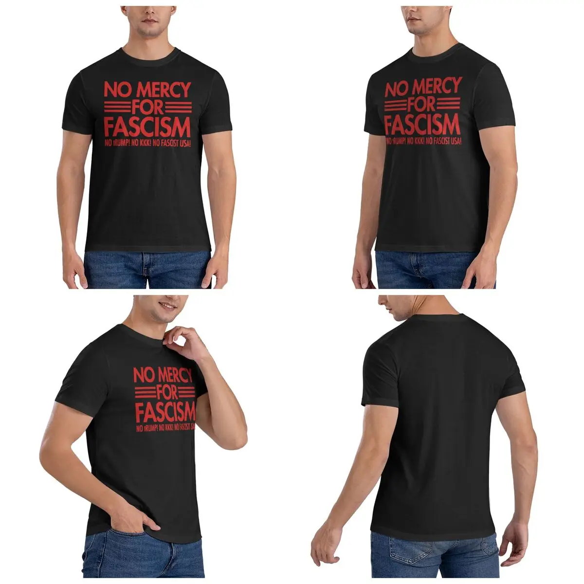 No Mercy For Fascism No Trump No Kkk No Fascist USA Men T-Shirt Oversized T Shirts Men's Round Neck Cotton Tees Short Summer