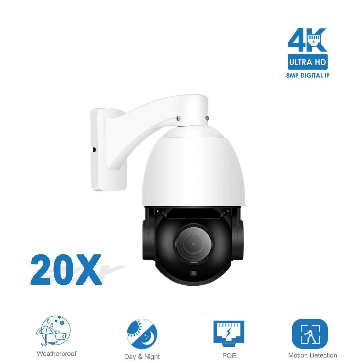 8MP IP PTZ Mini 4,5" câmera IP Speed Dome 20X ZOOM PTZ com POE com MIC