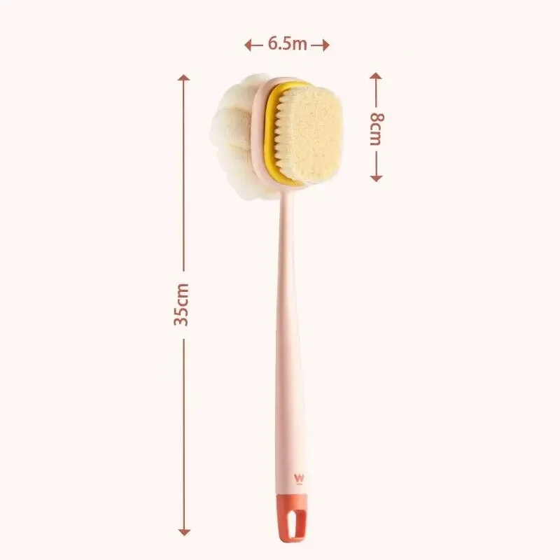 2pcs Loofah Back Scrubber Long Handle Shower Body Brush Soft Mesh Sponge Skin Exfoliating Bath Massage Tool for Women
