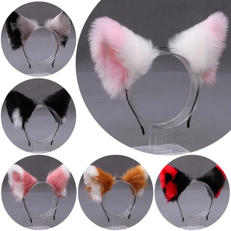 Cute Plush Cat Ear Hair Hoops Lolita Hairband For Cosplay Little Cat Girls Platform Performance Headbands Party Hair Accessories