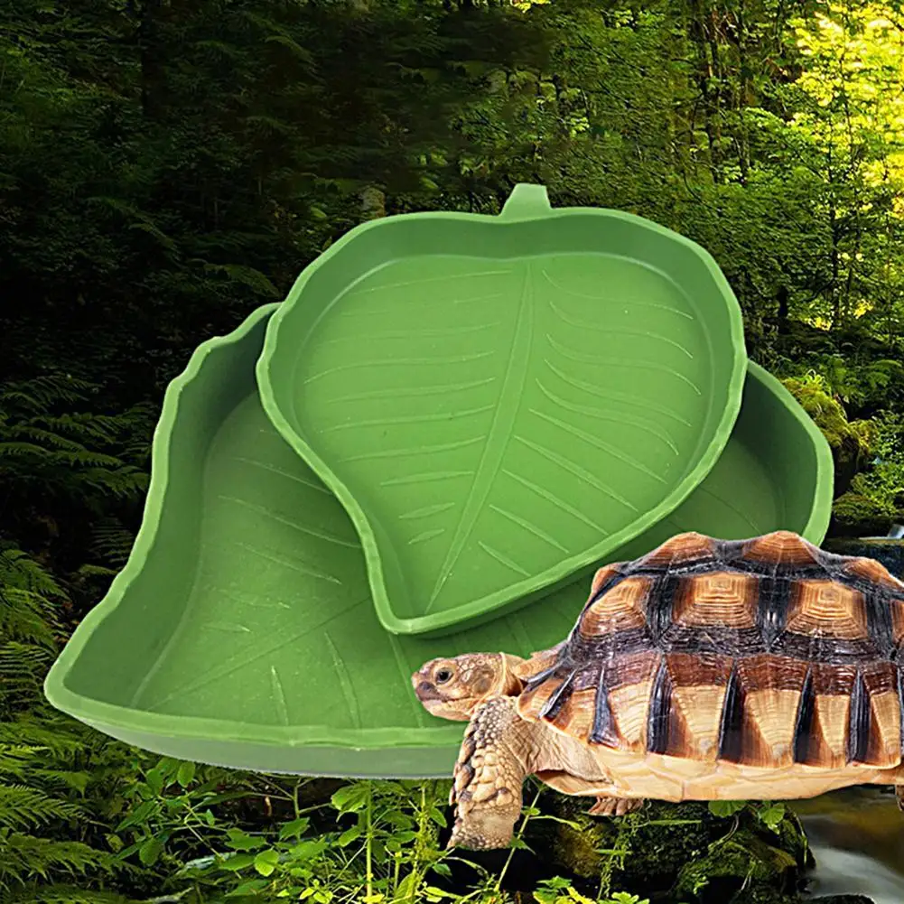 Leaf Shape Reptile Feeder Food Water Bowl Reptile Gecko Worm Feeder Bowl Plastic Small Pet Climbing Pet Reptile Water Food Dish