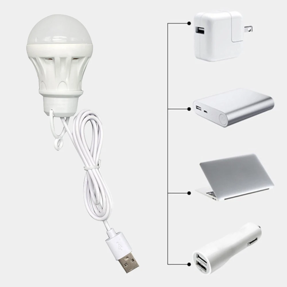 Portable LED Bulb Outdoor Camping Lamp USB Power Book Light Reading Student Study Energy Saving Emergency Lighting