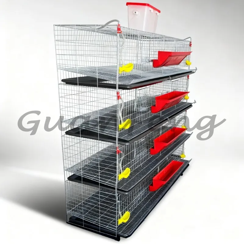 4 Layers 8 Compartments Automatic Pigeon Cage, Self-Cleaning Multi-Level Breeding Cage for Quail Partridge Egg Laying