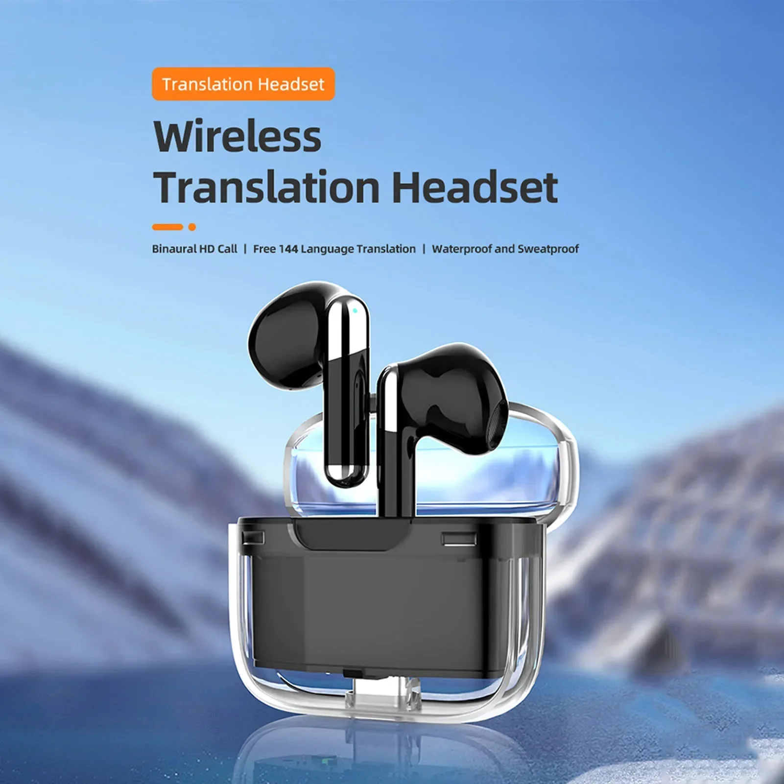 New Language Translator Earbuds Bluetooth Translator Fast Noise Cancellation Intelligent Support 144 Languages Daily Hot Sale