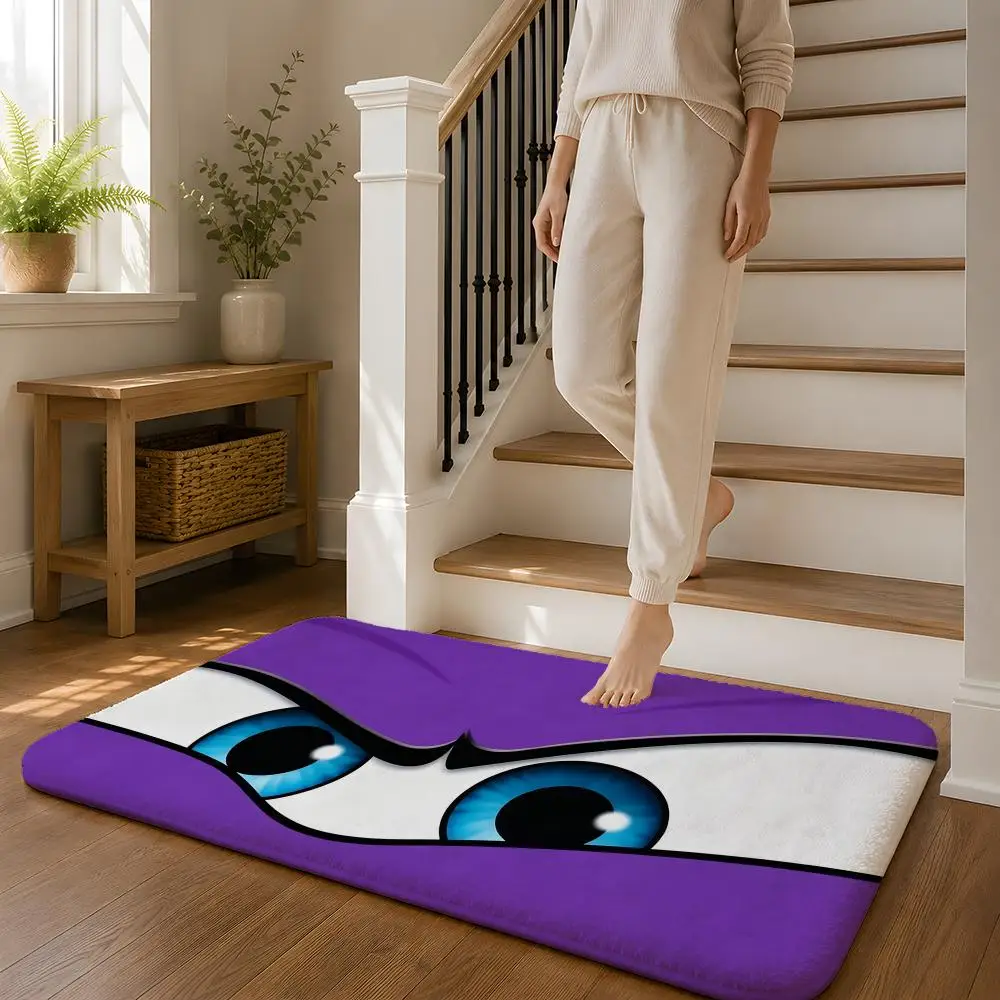 Eyebrow Raising Eyes Floor Mat Flannel Rug Non Slip Absorbent Soft Washable For Entryway Hallway Bathroom Kitchen Decor