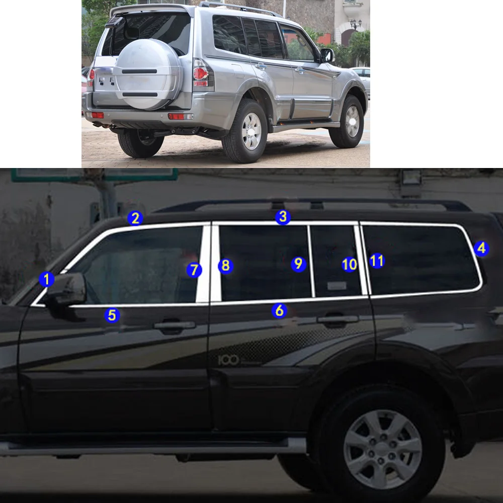 

Sticker Garnish Pillar Window Middle Strip Trim Frame Hoods For Mitsubishi PAJERO V73 V77 V93 V97 2004-2009 2010-2015 2016-2019