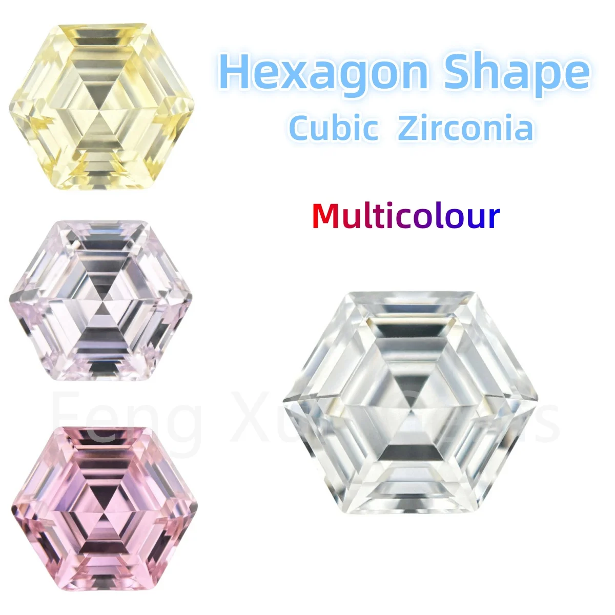 5A Cubic Zirconia Stone Pink,White,L-Yellow,L-Pink Hexagon Shape CZ Loose Stones Synthetic Gems Beads For Jewelry 5x5~10x10mm