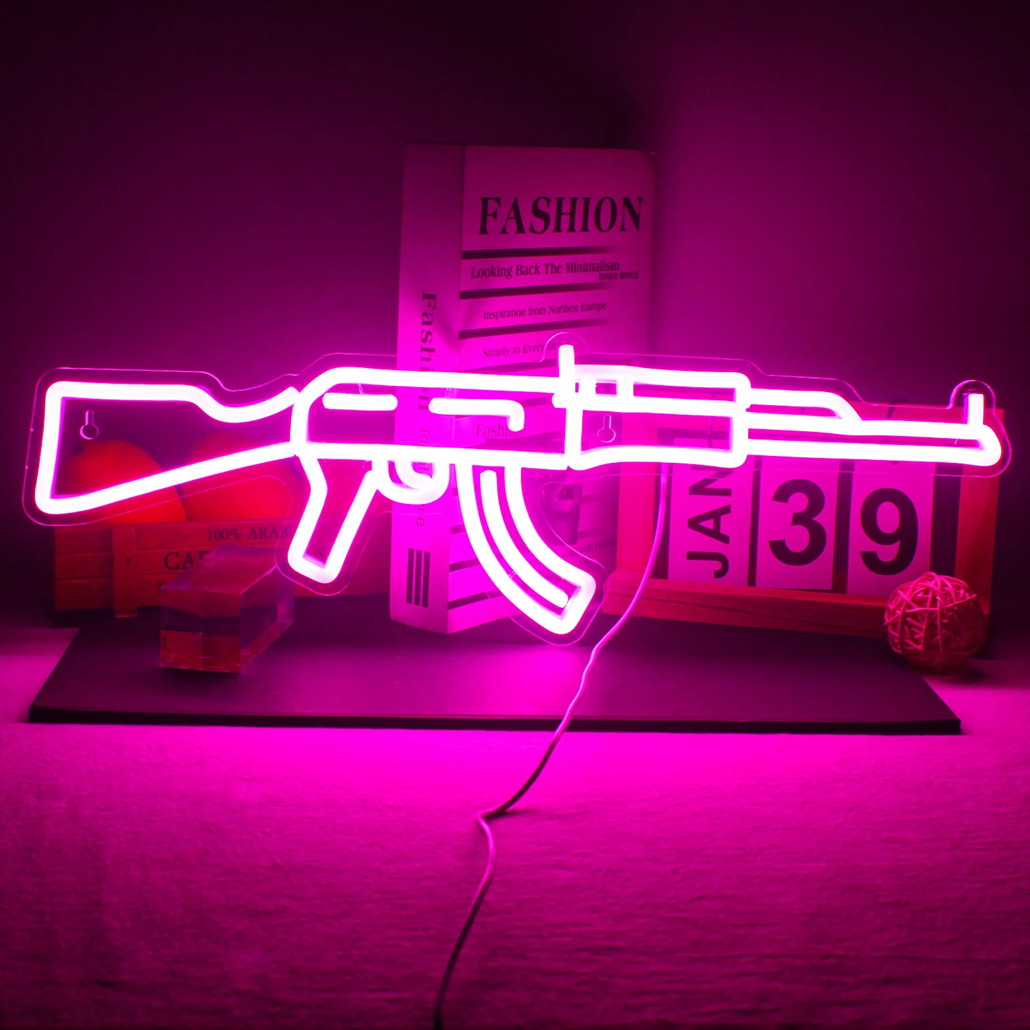 AK 47 Neon Sign Light Gun Led Light Up Sign Playground Club Cool Hanging Night Lamp Game Room Shop Man Cave Wall Art Decor