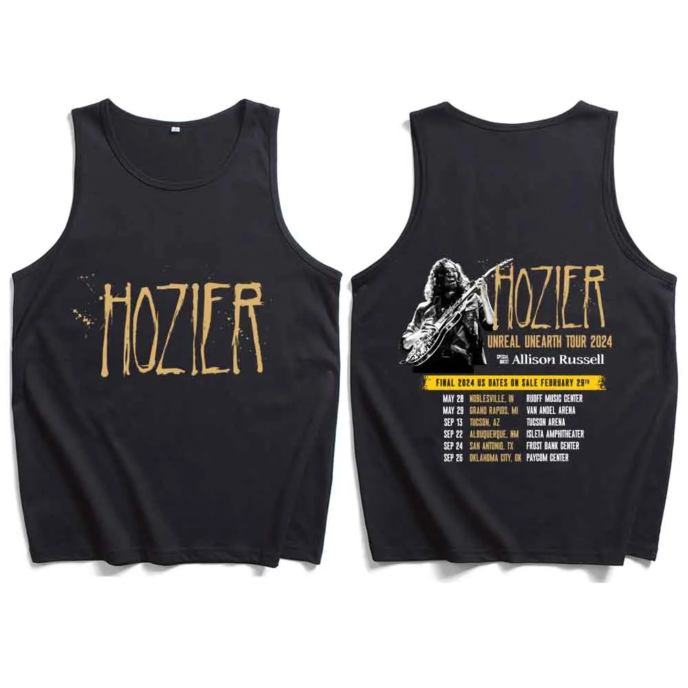 Hozier Unreal Unearth Tour 2024 Tank Tops Vest T-Shirt Unisex T-shirt Sleeveless Summer Casual Regular Printing