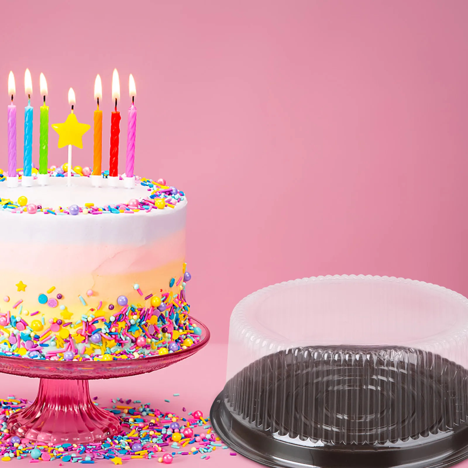 

10pcs Cake Boxes Plastic Clear Round Lids Containers Mini Muffins Cupcake Holders Resealable Dome Suitable for Parties Bakery