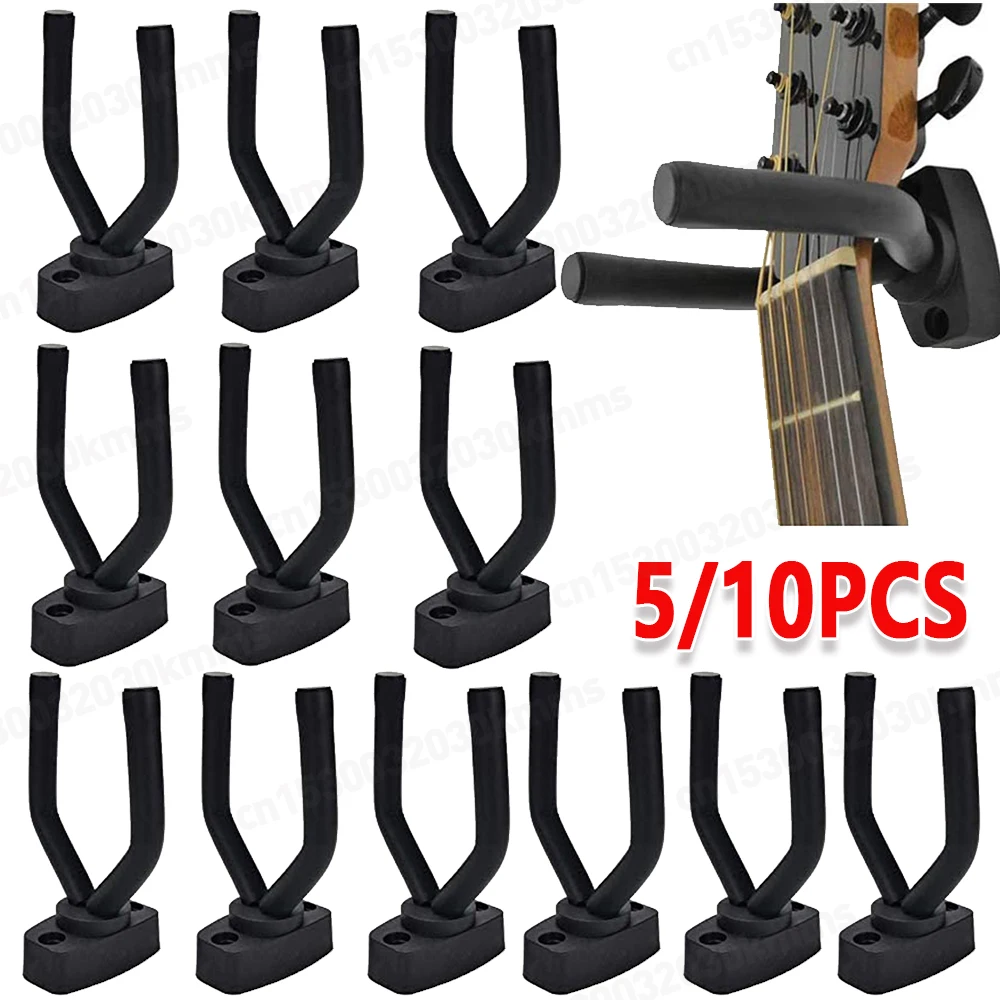 1/5/10PCS Guitar Wall Mount Hanger Black Guitar Hanger Wall Hook for All Size Guitars Bass Mandolin Banjo Ukulele Guitar Acces