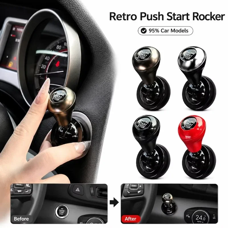 Universal Car One Touch Start Button Rocker Lever All Metal Push Start Switch Cover Retro Interior Decor Auto Gift Accessory