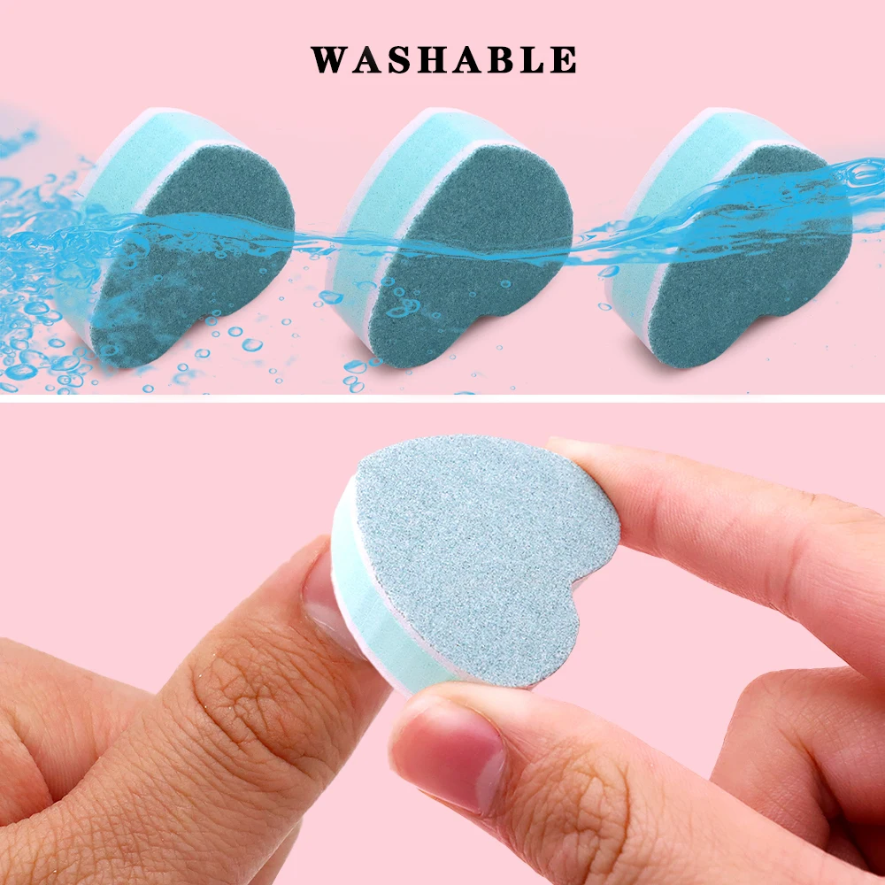 100Pcs Mini Heart Nail Files Buffer Block 300/4000 Grit Sandpaper Nails Polish File Manicure Supplies Nails Accessories And Tool