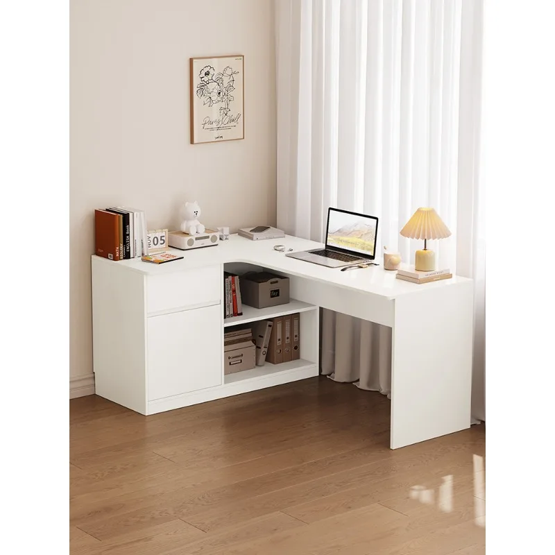 

Solid wood desk, bookshelf, integrated table, study corner computer desk against the wall