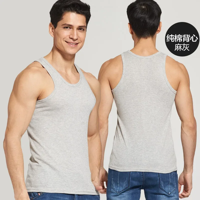 HOT Sale Men's Casual Tank Tops Summer Bodybuilding Sleeveless Vest Square Collar Fashion Male Tees Workout Vest Factory Outlet image 3