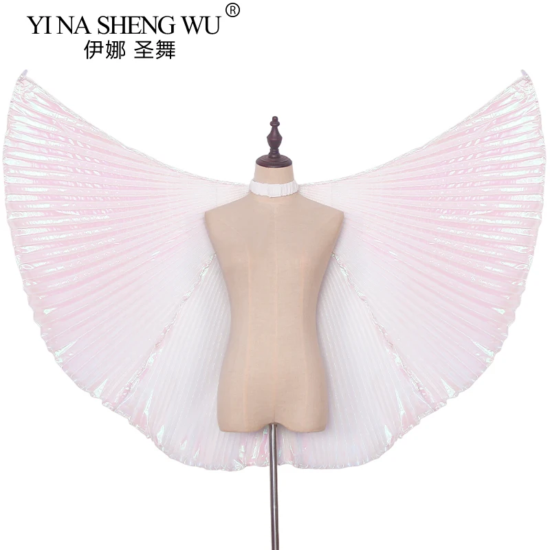 Asa de dança do ventre sinfonia fio manto mão gancho asas adulto dança desempenho adereços branco transparente cor pendurado pescoço asas