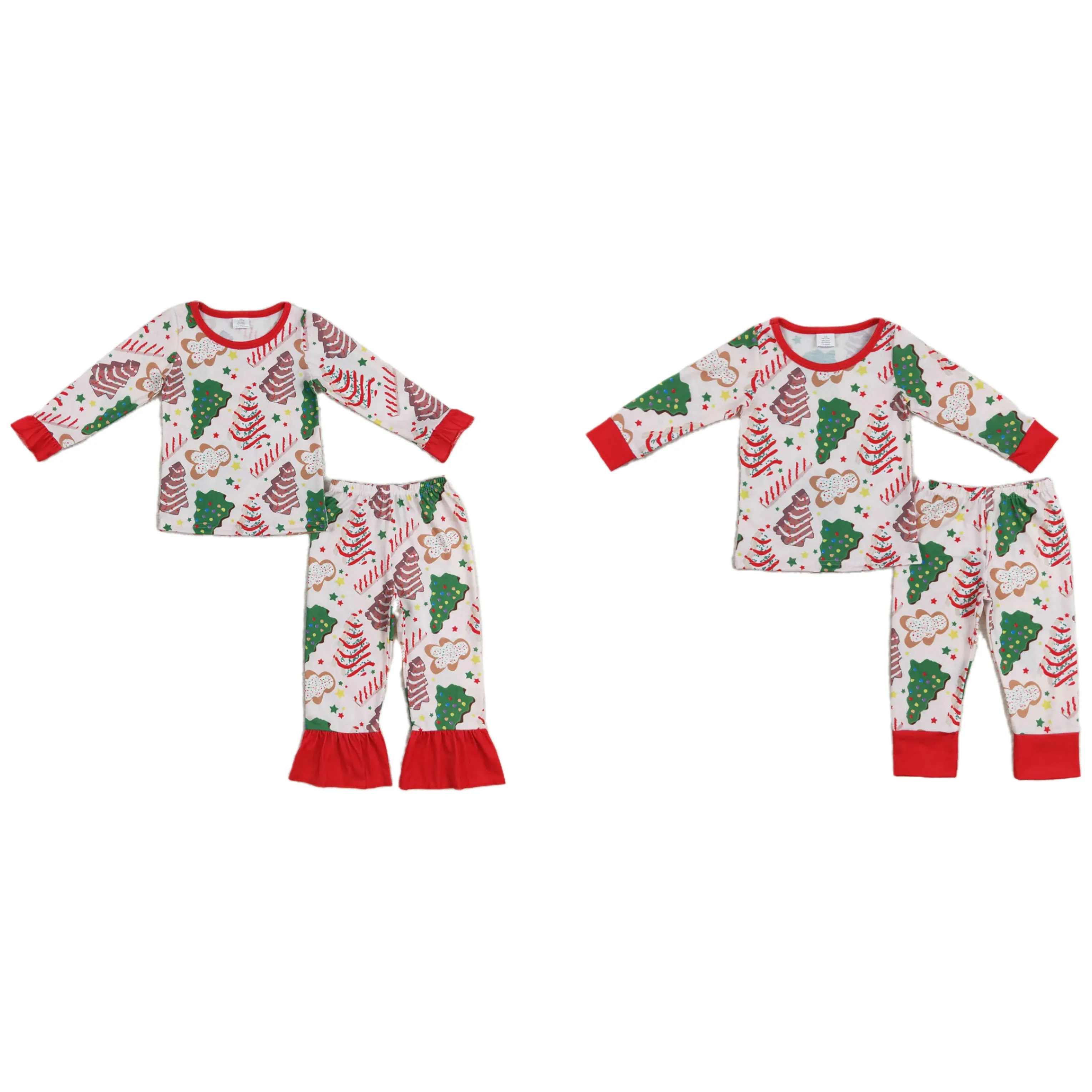 Wholesale Baby Boy Girl Christmas Tree Cotton Nightwear Children Plaid Pants Matching Sleepwear Set Kids Outfit Toddler Pajamas