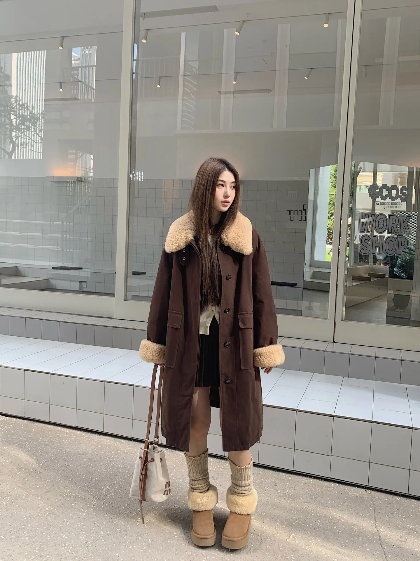 

Snowy Wildern Walk Heavyweight Long Women's down Jaet Lamb Fur Collar Retro Parka Du down Warm Commuter Korean Sle
