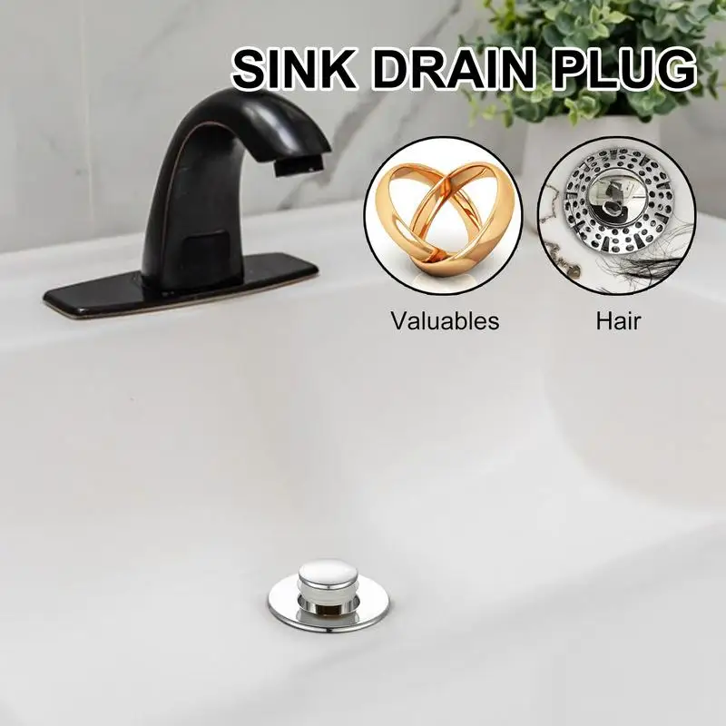 Bathroom Sink Plug Press Bounce Basin Pop Up Drain Filter Hair Catcher Sink Strainer Bathtub Stopper for Kitchen Bathroom Shower