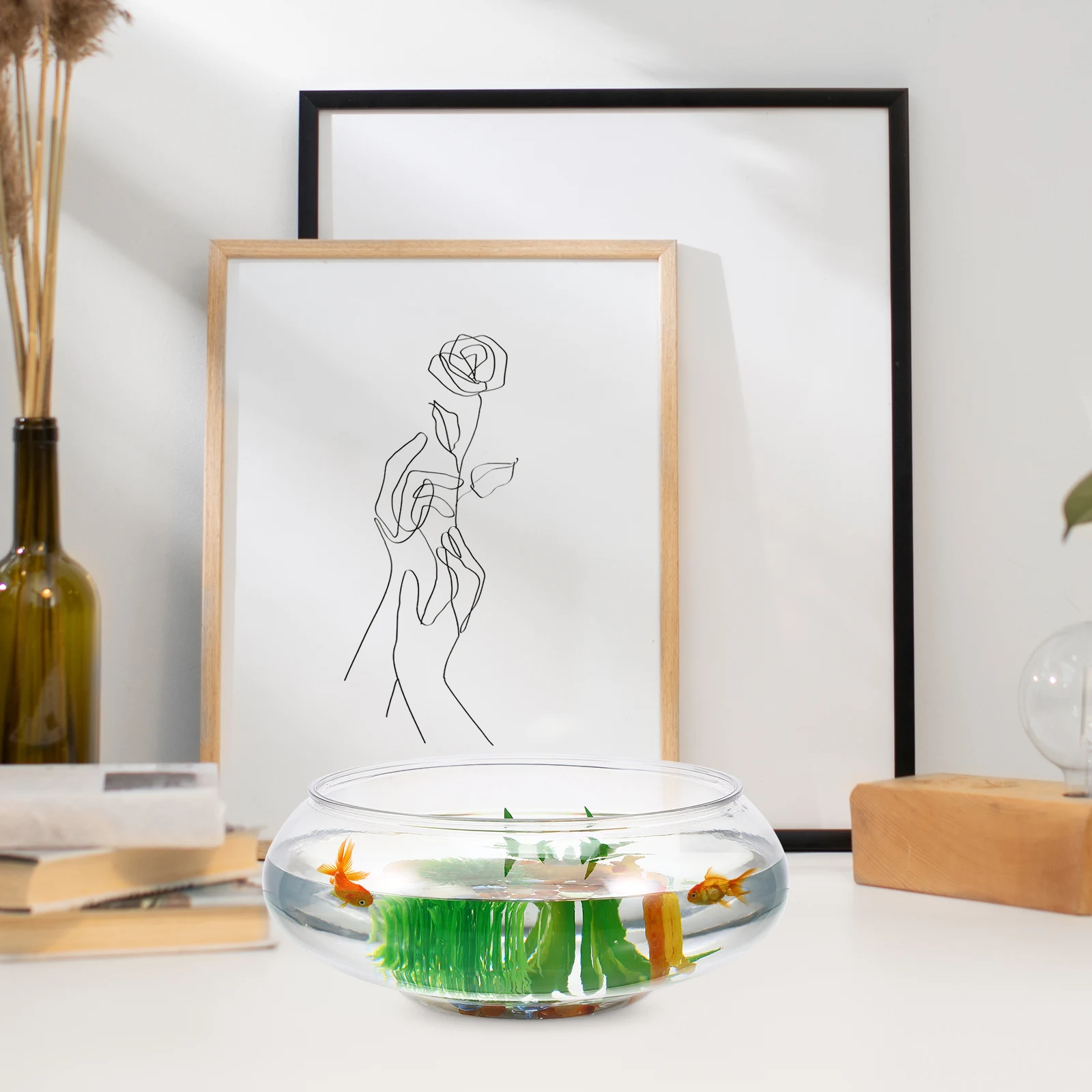 

2 Pcs Clear Plastic Fish Tank for Desktop 2800ml Capacity Home Office Decor Aquariums Bowls Mini Small Pet Keeper