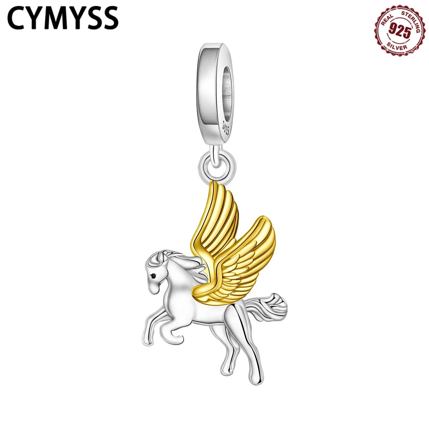 

CYMYSS 2025 New S925 Sterling Silver Gold Wings Pegasus Zircon Woman Pendant Boutique Birthday Party Jewelry Gift Ladies Pendant