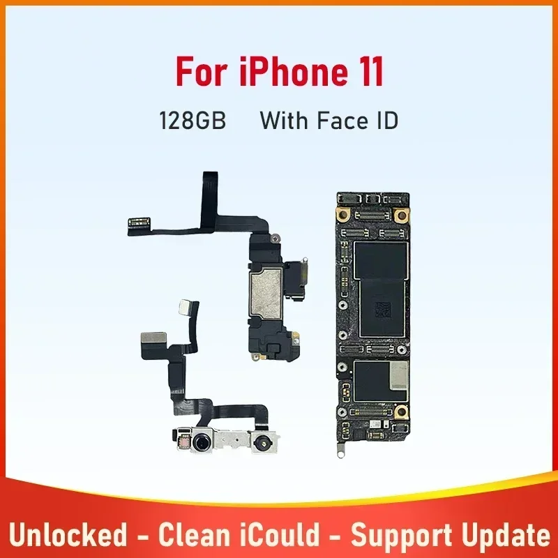 Neu! Telefon-Motherboard für iPhone 11, 64 g, 128 g, 256 g, Mainboard mit Face ID, entsperrtes Logikboard mit gereinigter iCloud-Unterstützung