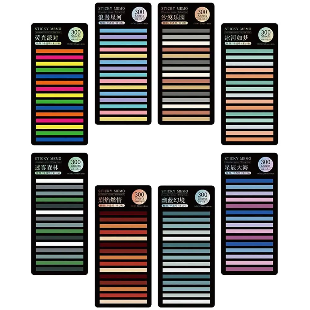 8Sheets Reading Strips Sticky Tabs Colored Note Tabs for Annotating Books Page Markers Adhesive Reading Markers Notebook