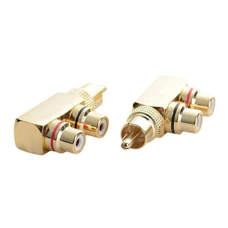 Gold Plated AV Audio Splitter Plug RCA Adapter 1 Male To 2 Female F Connector Tool