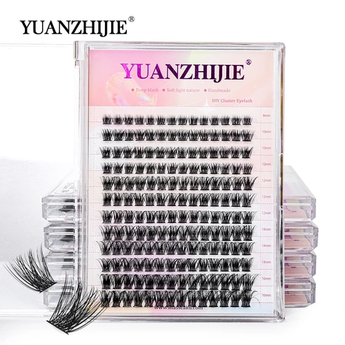 144 pestañas YUANZHIJIE de gran capacidad, grupos de pestañas individuales DIY, precio al por mayor estriado, cómodas para maquillar cintas de pestañas