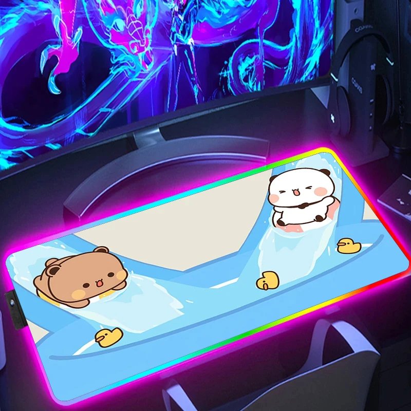 BuBu DuDu Cute Extended Mouse Pad Pc Accessories Backlight Gaming Mousepad Cool Large Rgb Desk Protector Gamer Keyboard Mat Xxl