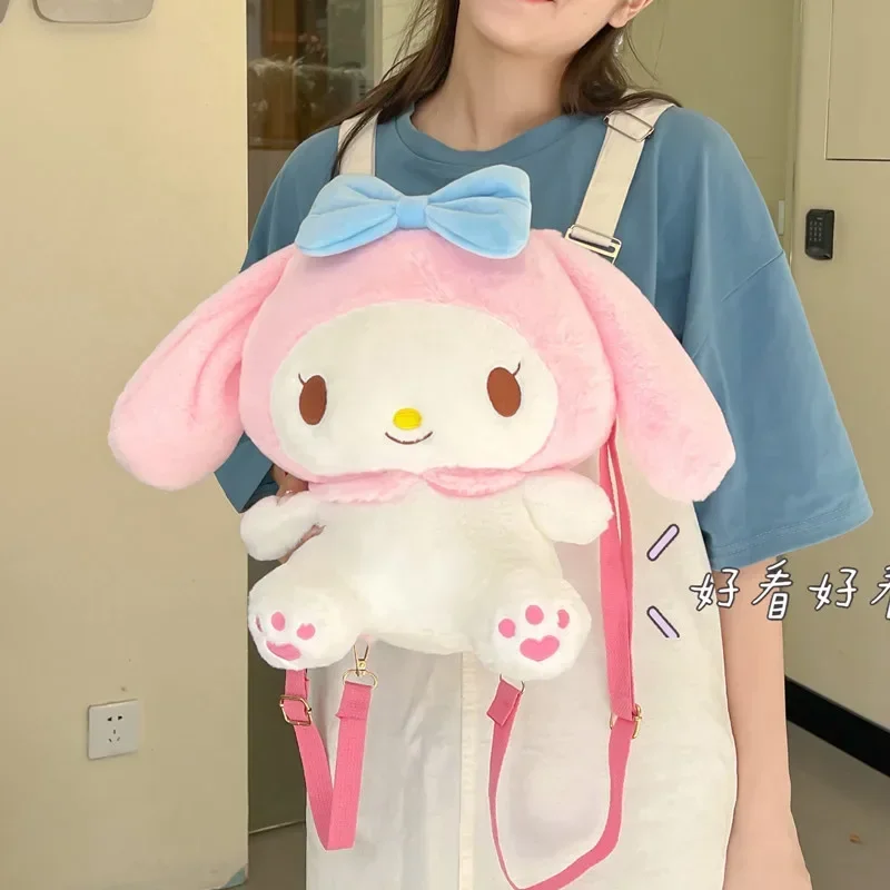 Large Sanrio Plush Backpack Cute Cinnamoroll Plush Doll My Melody Bag Cartoon Kawaii  Kulomi Plush Bag Gifts for Kids Girls