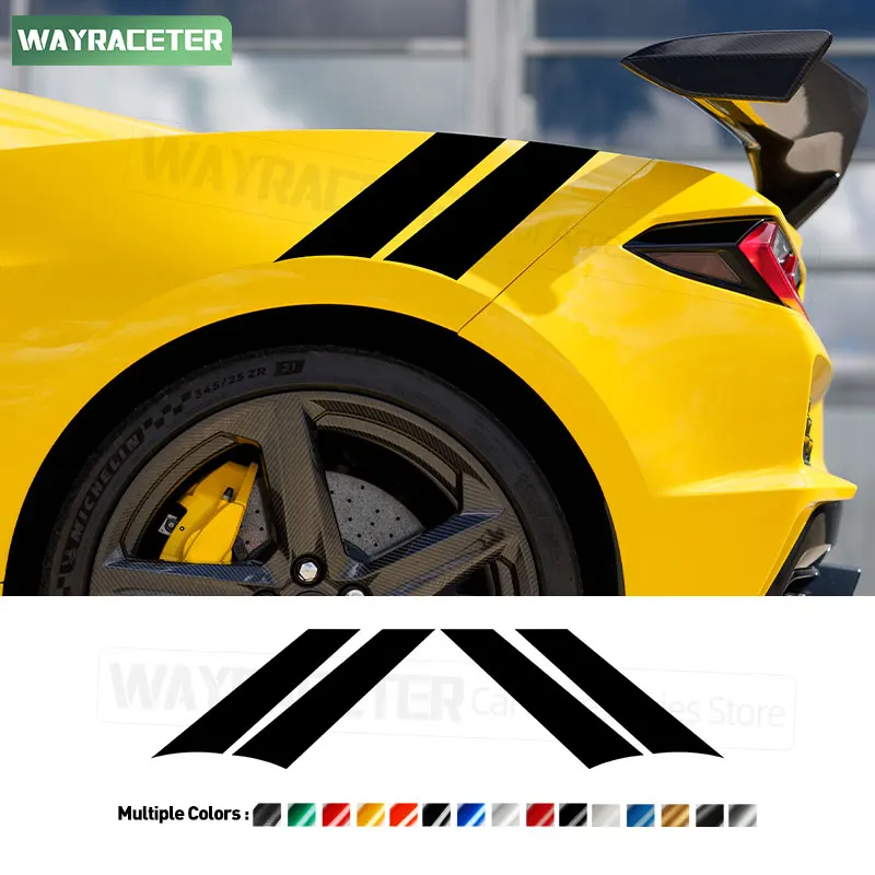 2 Pcs/Set Trunk Side Fender Sticker Decoration Stripes Vinyl Decal For Chevrolet Corvette C8 2026 2025 2024 2023 2022 2021 2020