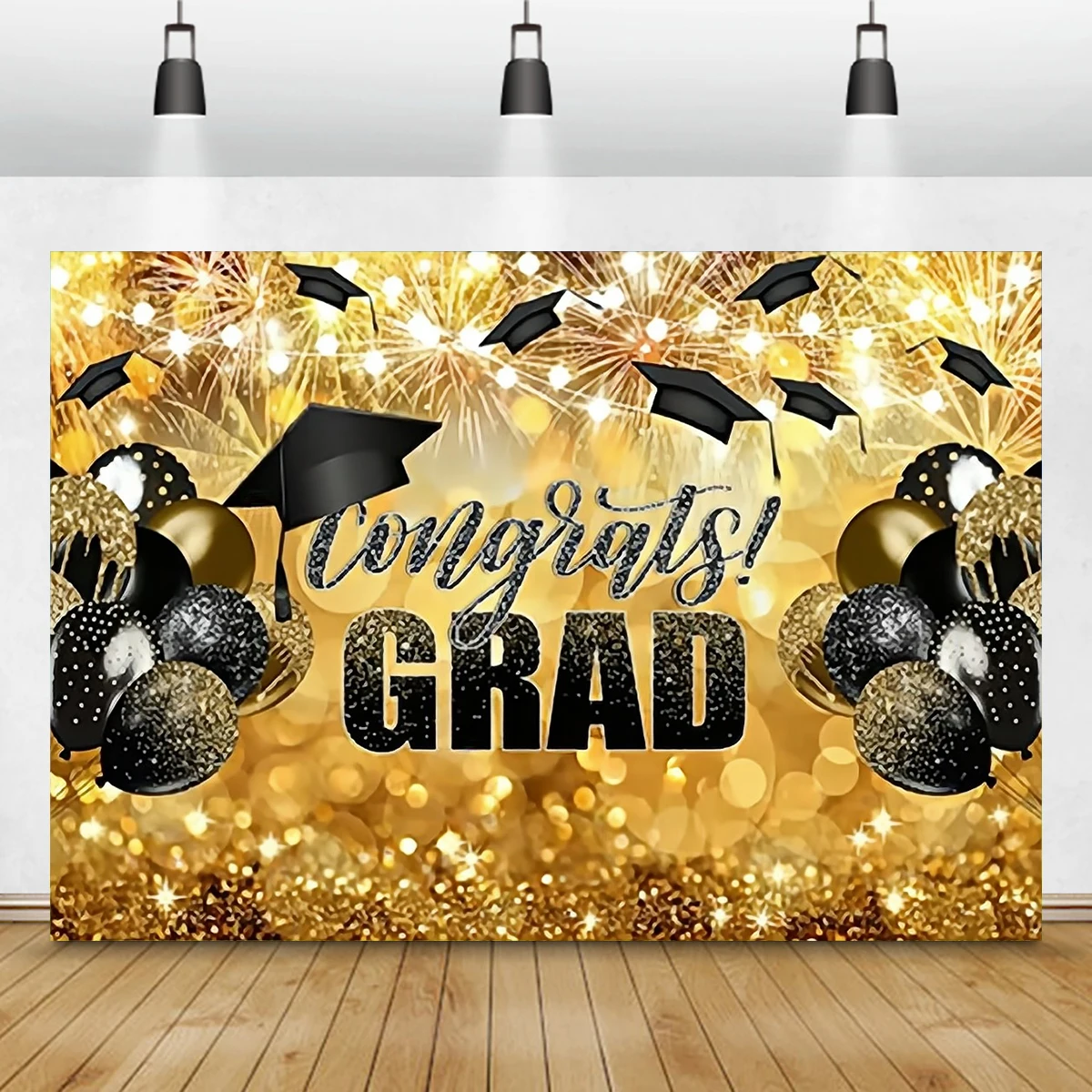 

Farewell Party Graduation Day Welcome Theme Banner Red Balloon Flag Cap Ceremony Backdrops Decoration Photography Background
