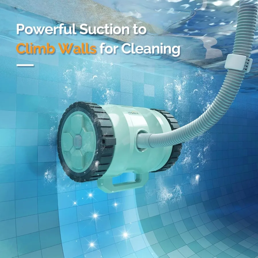 Pembersih Kolam Otomatis untuk Kolam Dalam Tanah, Vacuum Kolam SuctionSide dengan Selang Anti Kusut 40FT yang Kuat untuk Memanjat Dinding, Operasi Ultra Senyap
