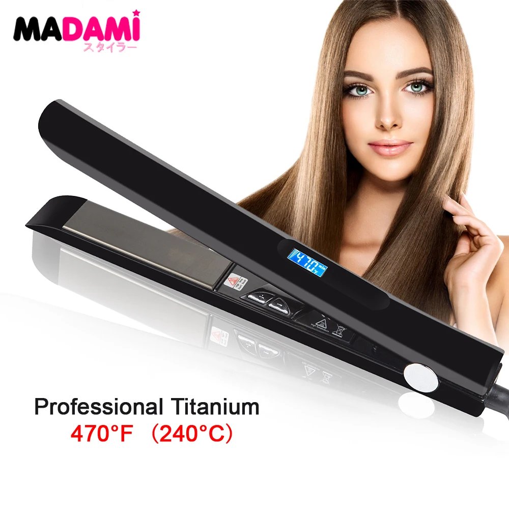 Hair Straightener Professional Keratin Treatment Flat Iron Titanium Plate 470℉ High Temperature Straightening Irons Dual Voltage