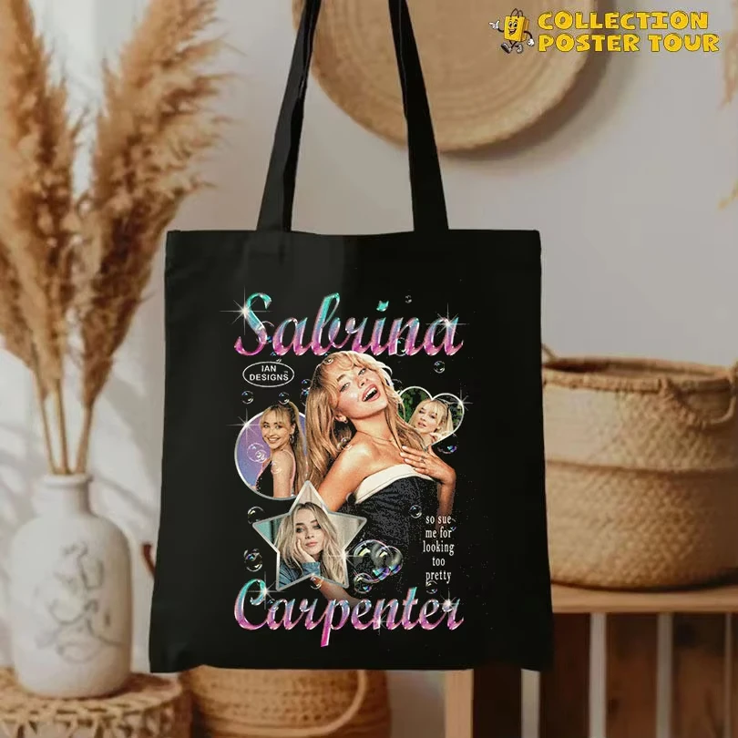 

SABRINA CARPENTER Printed Tote Bag Canvas Handbag Makeup Canvas Grocery Bag Lady Handbags Students Commuting Portable Handbag