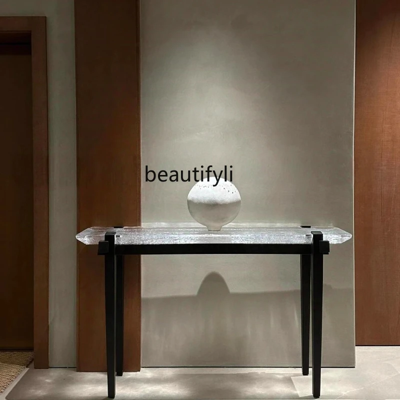 

Italian Minimalist Entryway Console Crystal Entryway Storage Rack Light Luxury High-End Feel