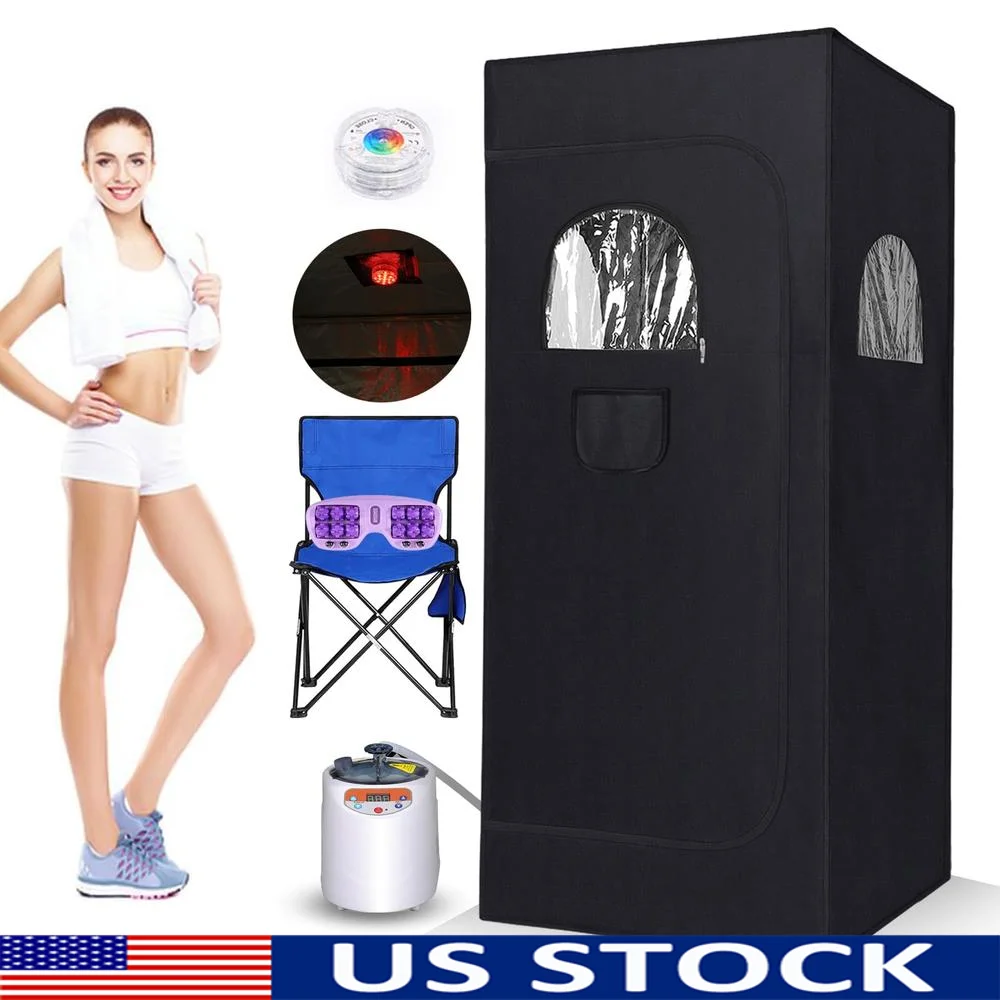 Portable Sauna Box Tent 3L 1100W Home Spa Full Body Detox Foot Massager LED Light Control Rust-proof Stainless Steel Steam