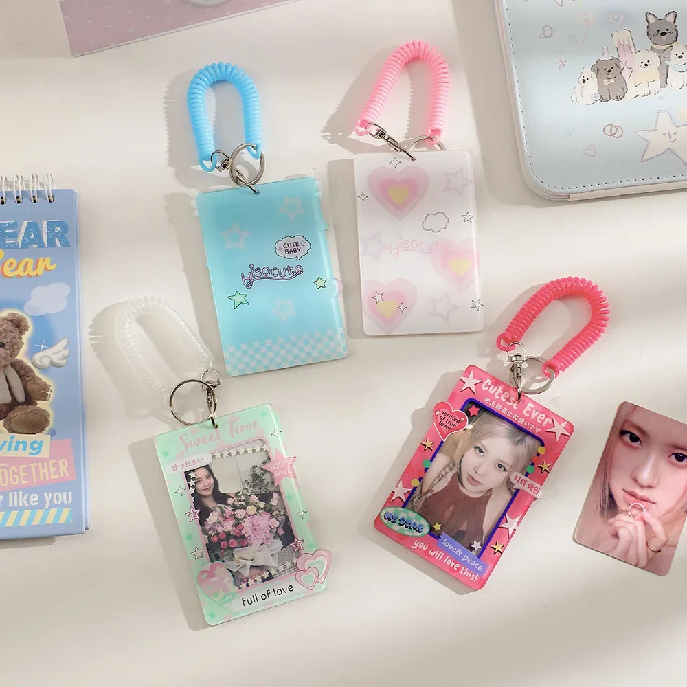 Sweet Design Acrylic 3Inch Photocard Holder Wriestlets Belt Bus Cards Cover Bags Charm