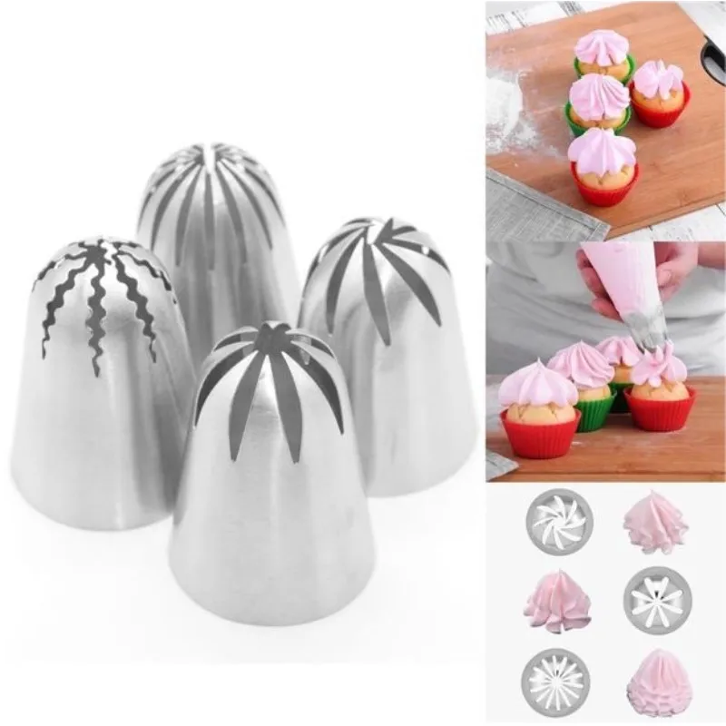 Russian Piping Nozzle 4 Styles Sphere Icing Confectioners Pastry Tips Sugarcraft Cupcake Decorator Kitchen Bakeware Tools