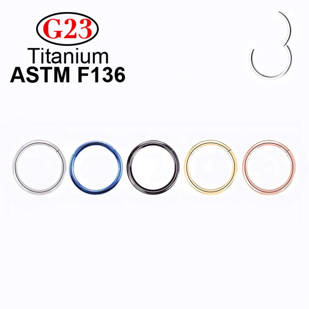 الجملة الأنف الدائري ثقب G23 ASTM F136 التيتانيوم الفرس الأذن الغضروف القرط اللولب الحاجز خواتم مجوهرات للجسم
