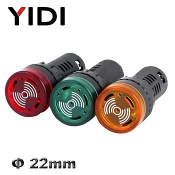 AD16-22SM Paneel Mount 22Mm Led Indicatielampje Zoemer 12V 24V 110V 220V Rood Groen Geel Flitser Led Zoemer Alarm