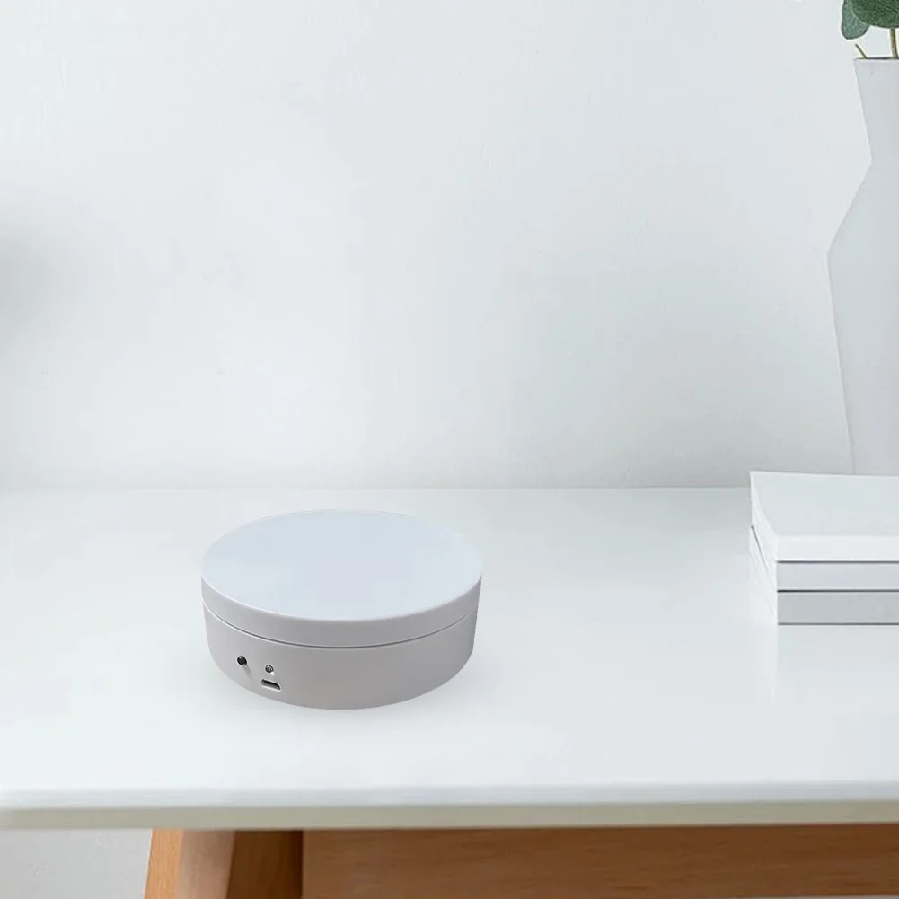 منصة دوارة أوتوماتيكية تدور 360 درجة 12 سم حامل عرض التصوير شحن USB/بطارية تعمل للفيديو المباشر