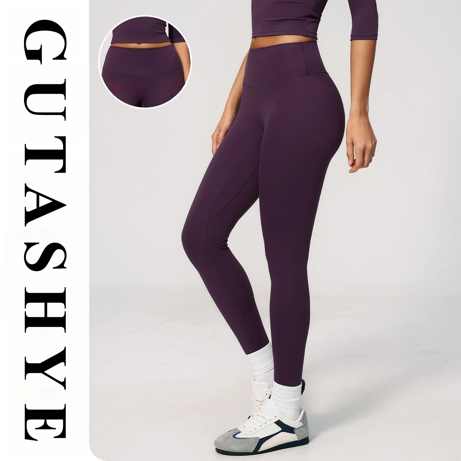 Fitness Leggings High Rise Hip Lift Brushed Soft Material For Ladies Outdoor Elastic Slim Fit Outer Wear Sports Tight Pants