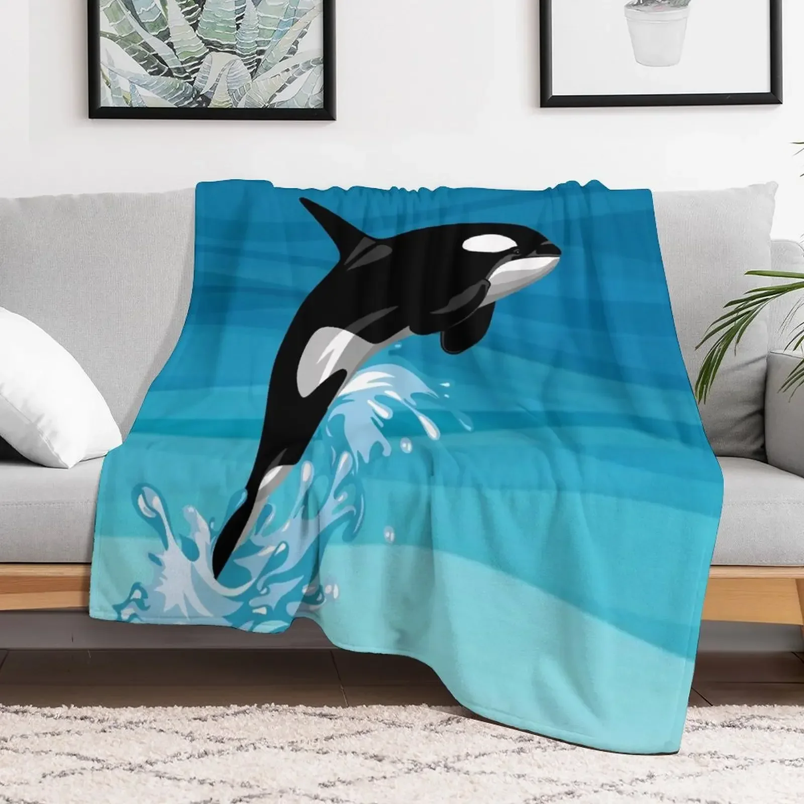 

Orca Throw Blanket valentine gift ideas Retros Plaid funny gift Blankets Sofas Thin Blankets