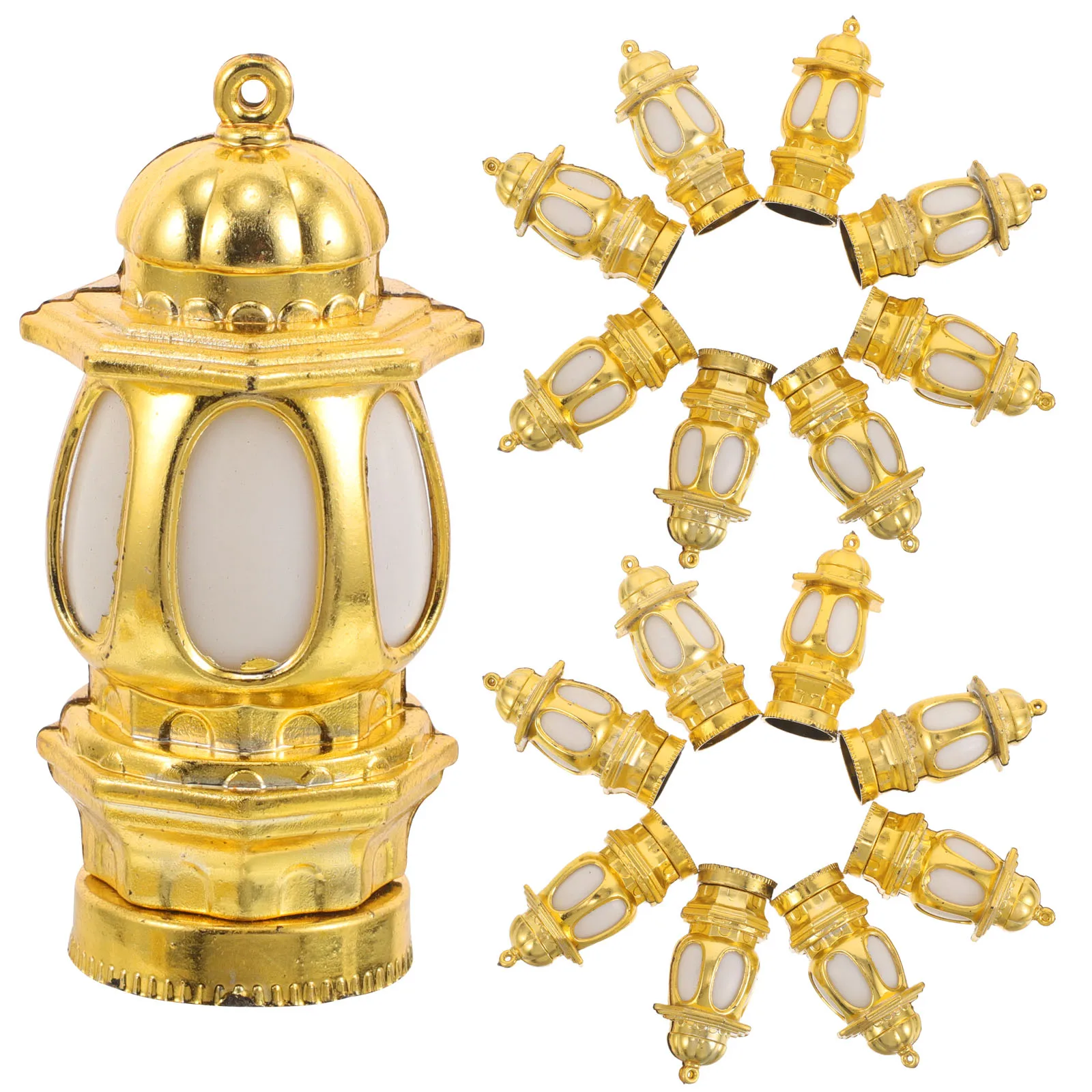 

20pcs Mini Lantern Decor Golden Vintage Hanging Lights For Dollhouse Interiors Small Christmas Wedding Home Decoration Led