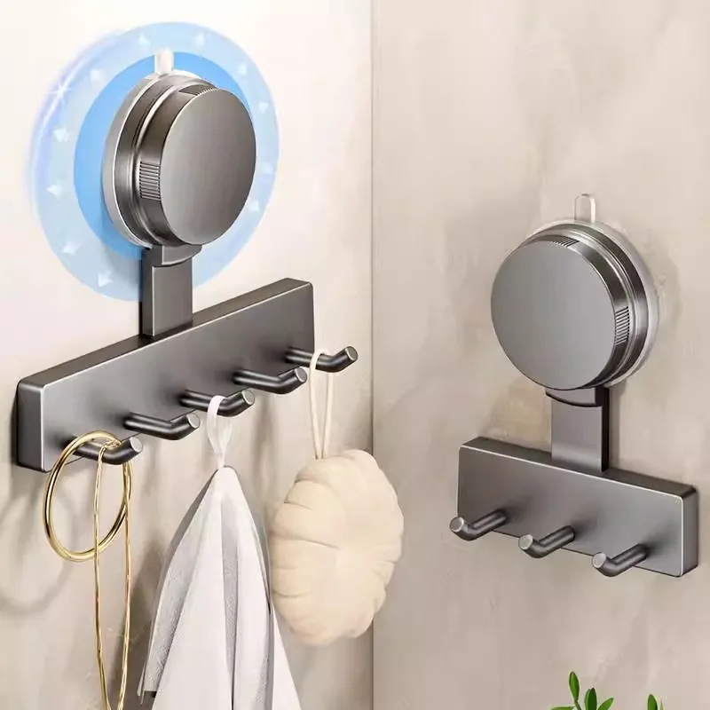 Strong Load-bearing No Punching Suction Cup Hook Bathroom Wall Mounted Door Hanging Clothes Rack Clothes and Towel Racks