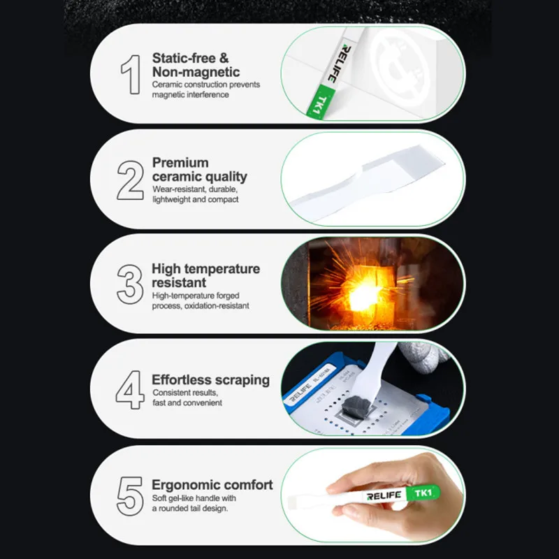 RELIFE TK1 Keramiek Soldeerpasta Schraper Niet-magnetisch voor BGA Moederbord Chip Reparatie Roeren Uitstrijkje Tin Planten Tin Schraper