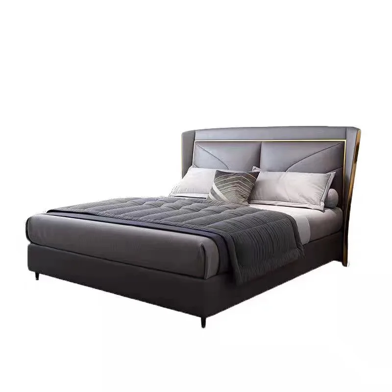 

Light luxury, modern Internet celebrity leather bed, Italian, minimalist, high-end, double