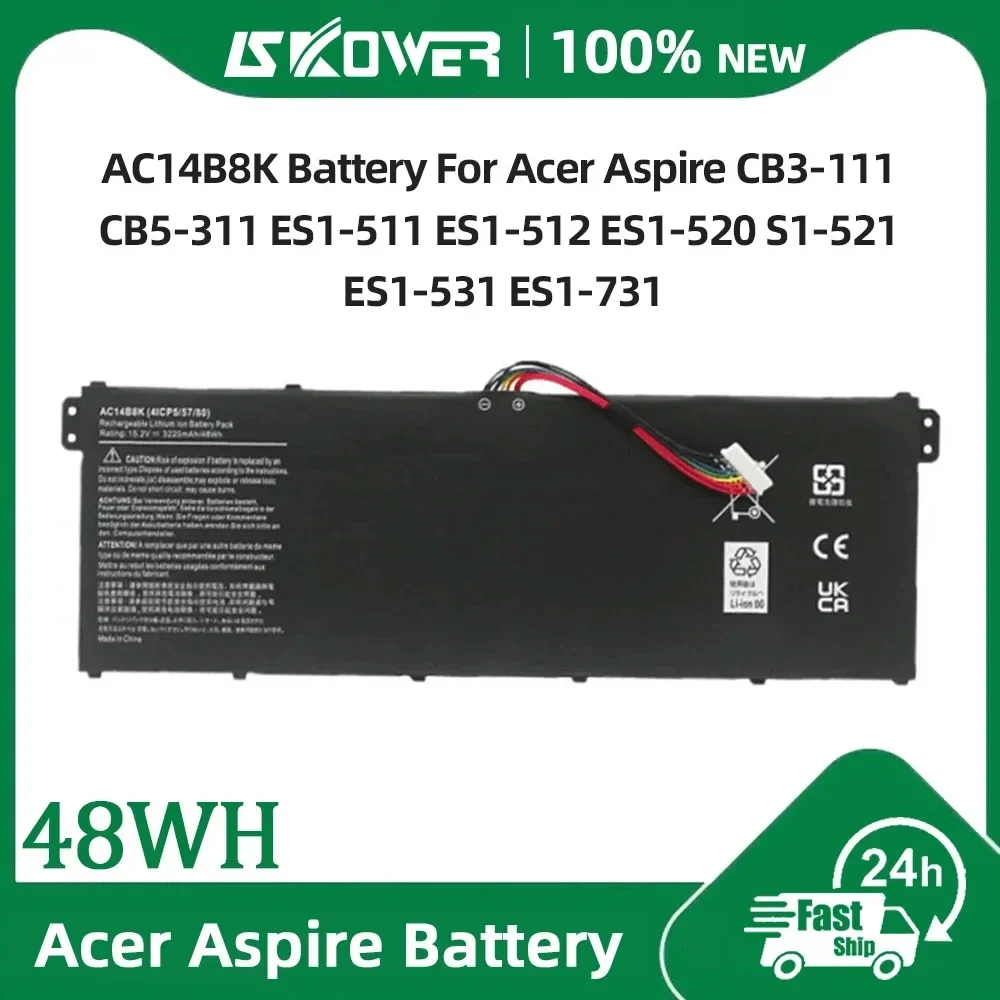 

SKOWER AC14B8K Battery for Acer Nitro 5 AN515 AN515-52 AN515-53 Aspire R3-131T ES1-111 V3-111 AC14B3K AC14B7K AP14B8K AC14B18K